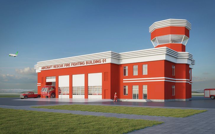 Rescue and fire fighting building