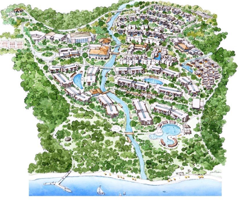 Site masterplan — watercolour