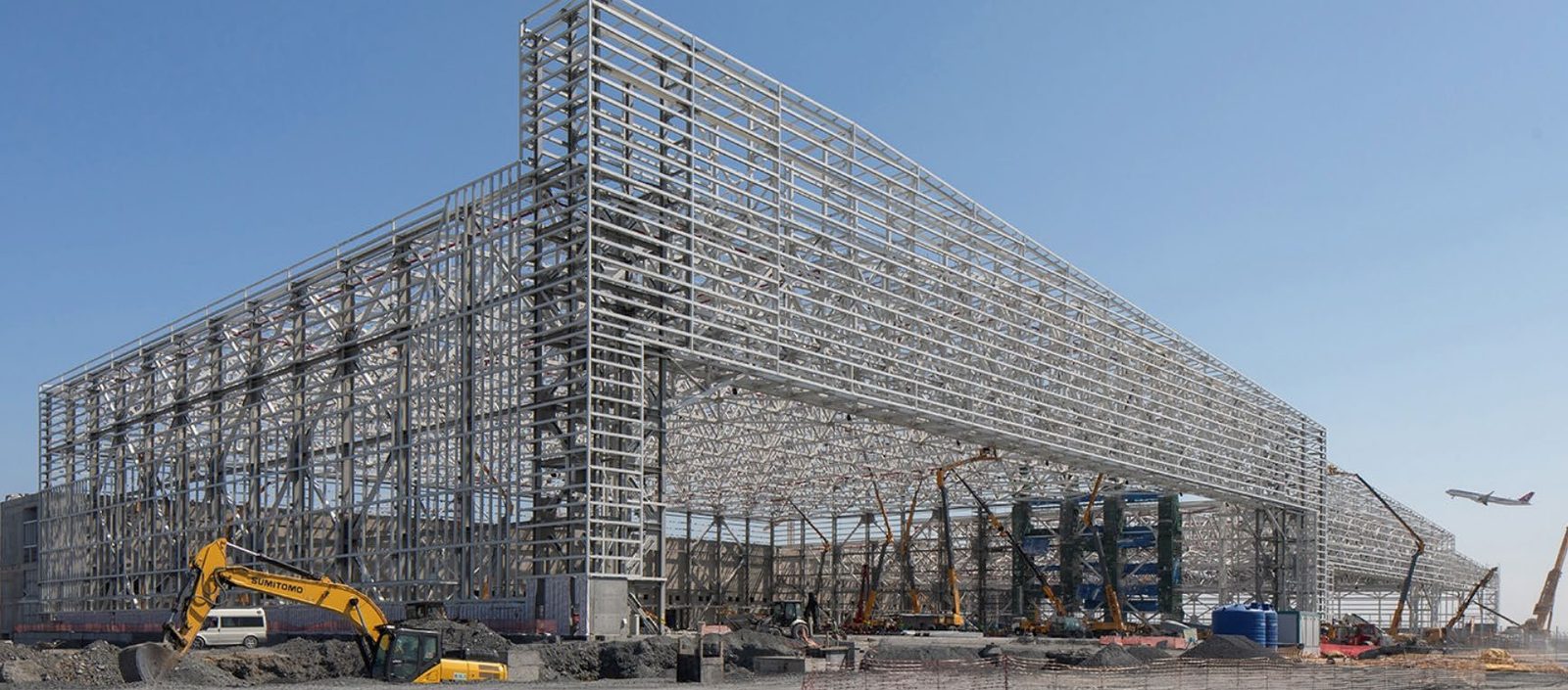 Hangar steel frame under construction