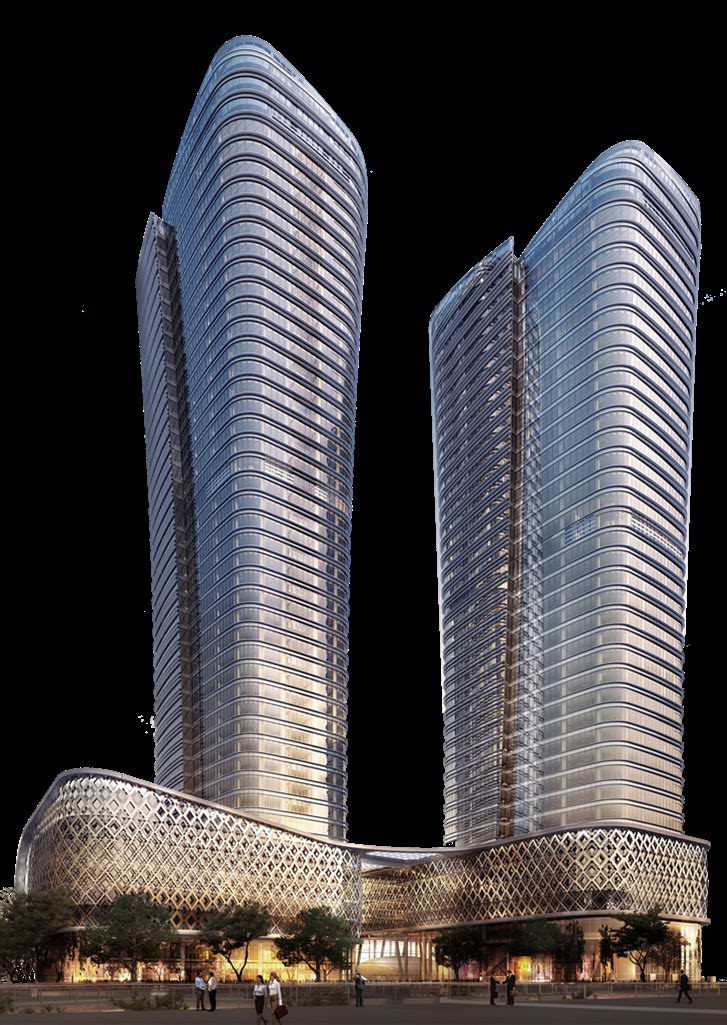 The twin towers at night